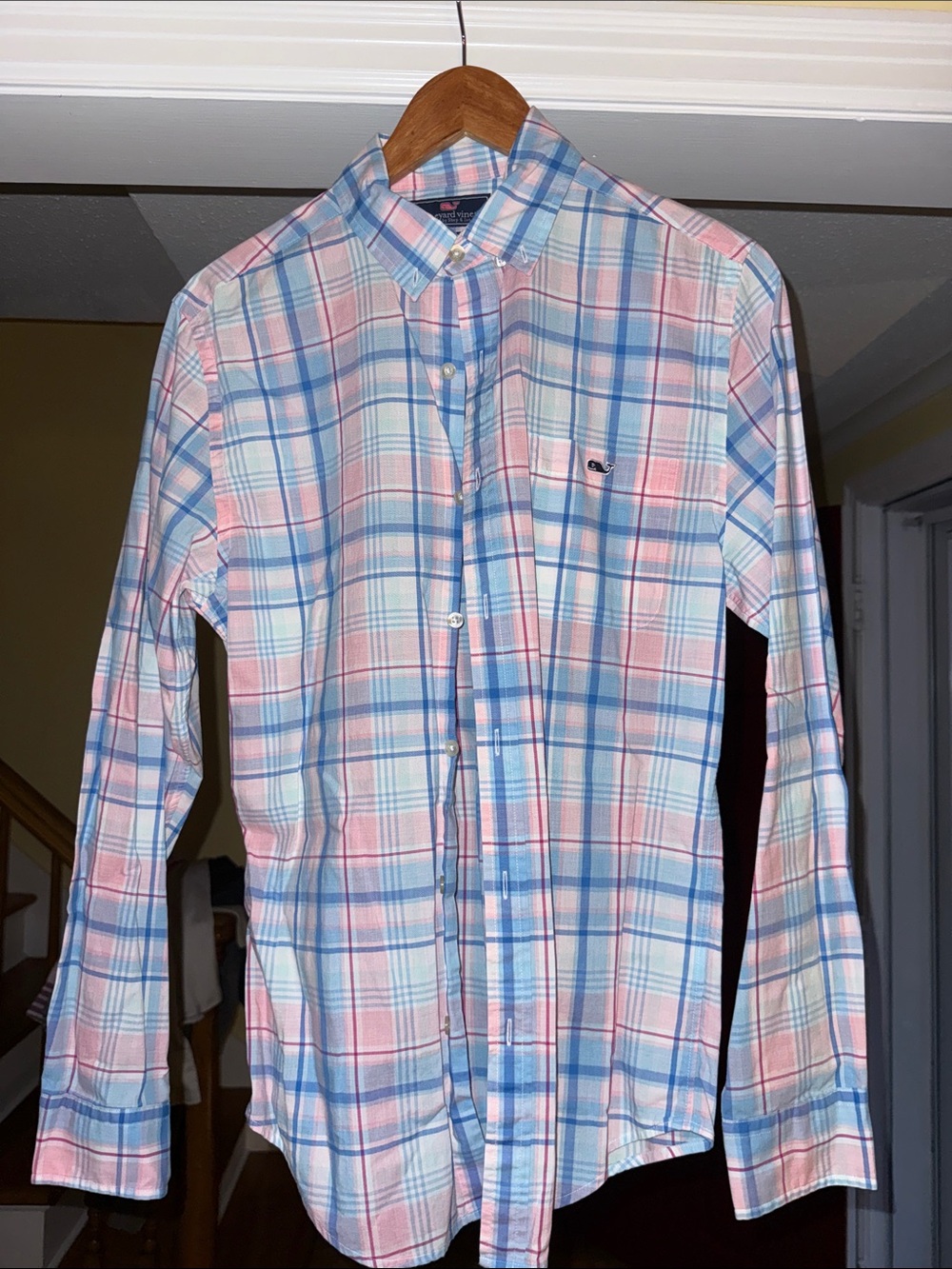 Vineyard Vines Pastel Blue & Pink Plaid Button-Down Shirt